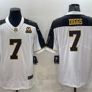 Dallas Cowboys #7 Trevon Diggs White Gold With 1960 Patch Thanksgiving Vapor Untouchable Limited Stitched Football Jersey