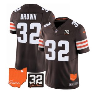 Cleveland Browns #32 Jim Brown Brown 2023 F.U.S.E. With Jim Brown Memorial Patch Vapor Untouchable Limited Stitched Jersey