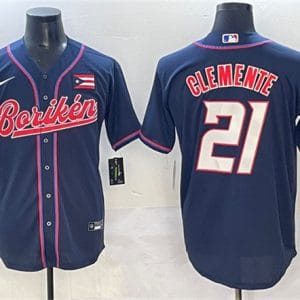 Puerto Rico #21 Roberto Clemente Navy 2023 World Classic Stitched Jersey