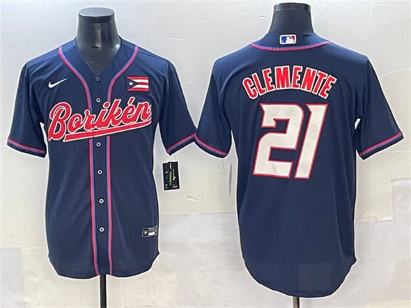 Puerto Rico #21 Roberto Clemente Navy 2023 World Classic Stitched Jersey