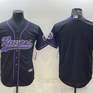 Baltimore Ravens Blank Black With Patch Cool Base Stitched Baseball Jersey
