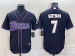 Baltimore Ravens #7 Rashod Bateman Black With Patch Cool Base Stitched Jersey