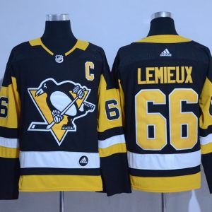 Pittsburgh Penguins #66 Mario Lemieux Adidas Black Road Authentic Stitched Jersey