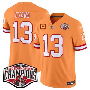 Tampa Bay Buccaneers #13 Mike Evans Orange 2024 F.U.S.E. NFC South Division Champions With 4-Star C Patch Limited Stitched Jersey