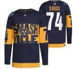Nashville Predators #74 Juuse Saros 2022 Navy Stadium Series Breakaway Player Stitched Jersey