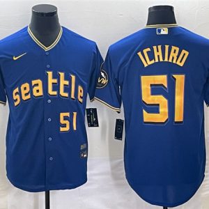Seattle Mariners #51 Ichiro Suzuki Royal 2023 City Connect Cool Base With Patch Stitched Jersey