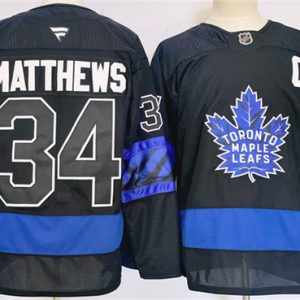 Toronto Maple Leafs #34 Auston Matthews Black 2024-25 Stitched Jersey