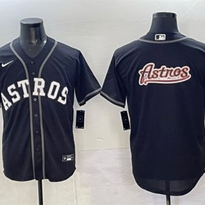Houston Astros Team Big Logo Black Lights Out Limited Stitched Jersey