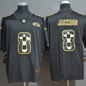 Baltimore Ravens #8 Lamar Jackson Black Jesus Faith Edition Stitched Limited Jersey