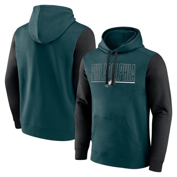 Philadelphia Eagles Green Black Outline Pullover Hoodie