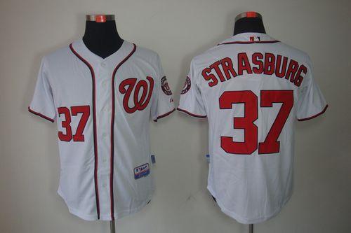 Nationals #37 Stephen Strasburg Stitched White Jersey