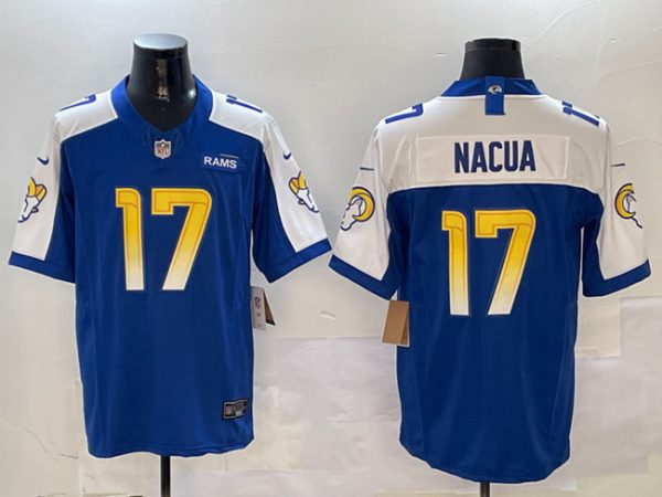 Los Angeles Rams #17 Puka Nacua Blue White 2024 F.U.S.E. With Patch Vapor Untouchable Limited Stitched Jersey