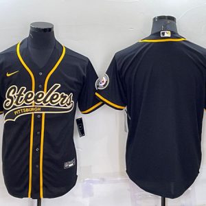 Pittsburgh Steelers Blank Black With Patch Cool Base Stitched Baseball Jersey