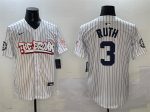 New York Yankees #3 Babe Ruth White Bronx Graffiti Vapor Limited Stitched Jersey