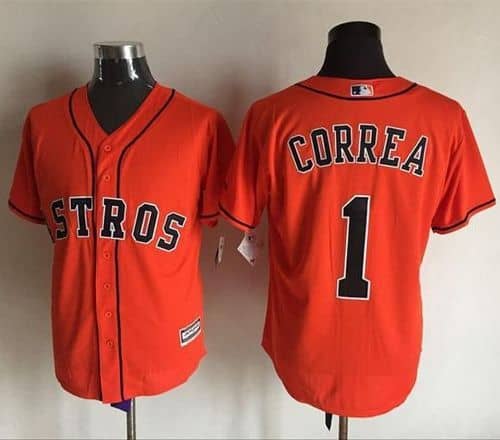 Astros #1 Carlos Correa Orange New Cool Base Stitched Jersey