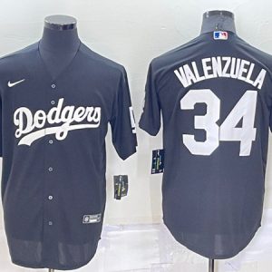 Los Angeles Dodgers #34 Toro Valenzuela Black Cool Base Stitched Baseball Jersey