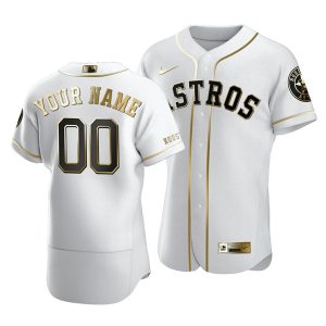 Houston Astros Customized White Golden Edition Flex Base Sttiched Jersey
