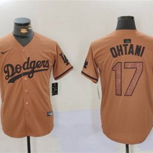 Los Angeles Dodgers #17 Shohei Ohtani Brown Cool Base Stitched Jersey