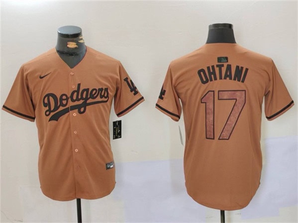 Los Angeles Dodgers #17 Shohei Ohtani Brown Cool Base Stitched Jersey