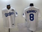 Los Angeles Dodgers #8 Enrique Hernandez White 2024 World Series Cool Base Stitched Jersey