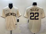Milwaukee Brewers #22 Christian Yelich Cream Cool Base Stitched Jersey