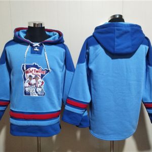 Minnesota Twins Blank Blue Ageless Must-Have Lace-Up Pullover Hoodie