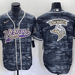 Minnesota Vikings Gray Camo Team Big Logo Cool Base Stitched Jersey