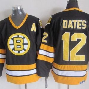 Bruins #12 Adam Oates Black Yellow CCM Throwback Stitched Jersey