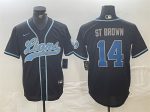 Detroit Lions #14 Amon-Ra St. Brown Black Cool Base Stitched Jersey