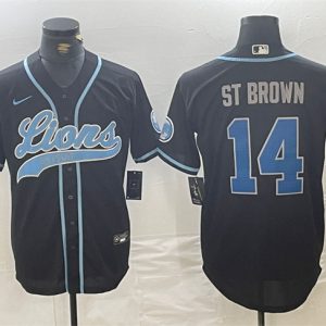 Detroit Lions #14 Amon-Ra St. Brown Black Cool Base Stitched Jersey