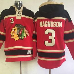 Blackhawks #3 Keith Magnuson Red Sawyer Hooded Sweatshirt Stitched Jersey