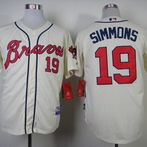 Braves #19 Andrelton Simmons Cream Alternate Cool Base Stitched Jersey