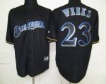 Brewers #23 Rickie Weeks Black Fashion Stitched Jersey