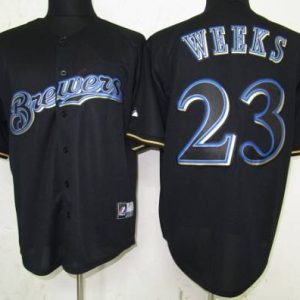 Brewers #23 Rickie Weeks Black Fashion Stitched Jersey