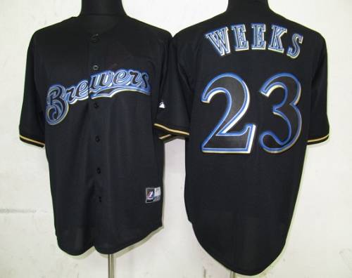 Brewers #23 Rickie Weeks Black Fashion Stitched Jersey