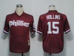 Mitchell And Ness 1991 Phillies #15 Dave Hollins Red Stitched Jersey