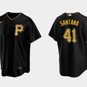 Pittsburgh Pirates #41 Carlos Santana Black Cool Base Stitched Jersey
