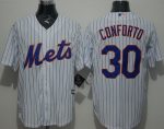Mets #30 Michael Conforto White(Blue Strip) New Cool Base Stitched Jersey