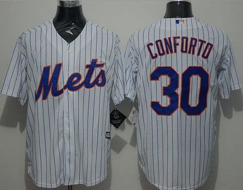 Mets #30 Michael Conforto White(Blue Strip) New Cool Base Stitched Jersey