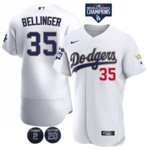 Los Angeles Dodgers Customized White Gold Championship Stitched MLB Jersey