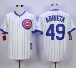 Cubs #49 Jake Arrieta White Strip Home Cooperstown Stitched Jersey