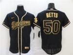 Los Angeles Dodgers #50 Mookie Betts Black Golden Flex Base Stitched Jersey