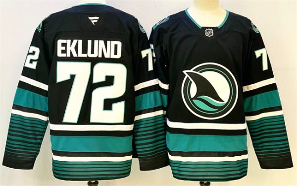San Jose Sharks #72 William Eklund Black 2024-25 Alternate Stitched Jersey
