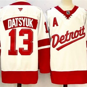 Detroit Red Wings #13 Pavel Datsyuk White Red 2024-25 With A Patch Stitched Jersey