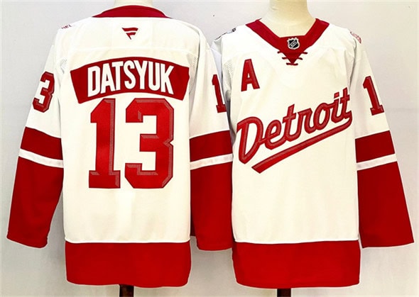 Detroit Red Wings #13 Pavel Datsyuk White Red 2024-25 With A Patch Stitched Jersey