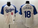 Los Angeles Dodgers #18 ɽ±¾ÓÉÉì White Royal 2025 Tokyo Series Limited Stitched Jersey
