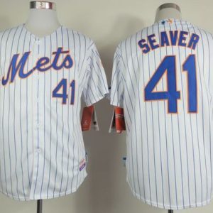 Mets #41 Tom Seaver White(Blue Strip) Home Cool Base Stitched Jersey