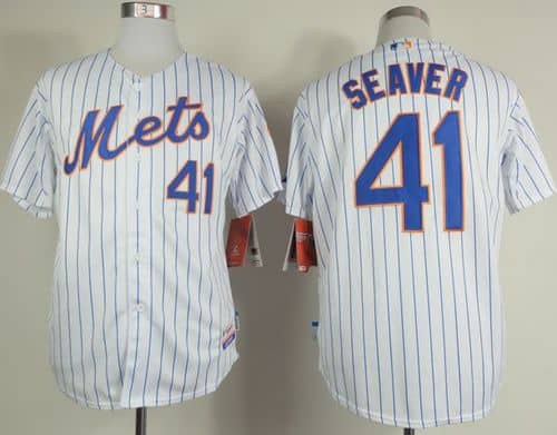 Mets #41 Tom Seaver White(Blue Strip) Home Cool Base Stitched Jersey