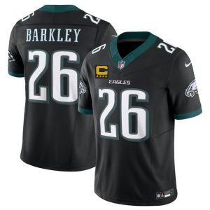 Philadelphia Eagles #26 Saquon Barkley Black 2025 F.U.S.E. With 4-Star C Patch Vapor Untouchable Limited Throwback Stitched Jersey