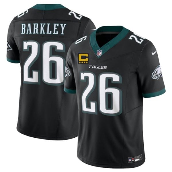 Philadelphia Eagles #26 Saquon Barkley Black 2025 F.U.S.E. With 4-Star C Patch Vapor Untouchable Limited Throwback Stitched Jersey